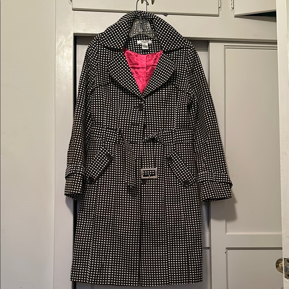 Vertigo Paris Black and White Polka Dot Trench Coat
